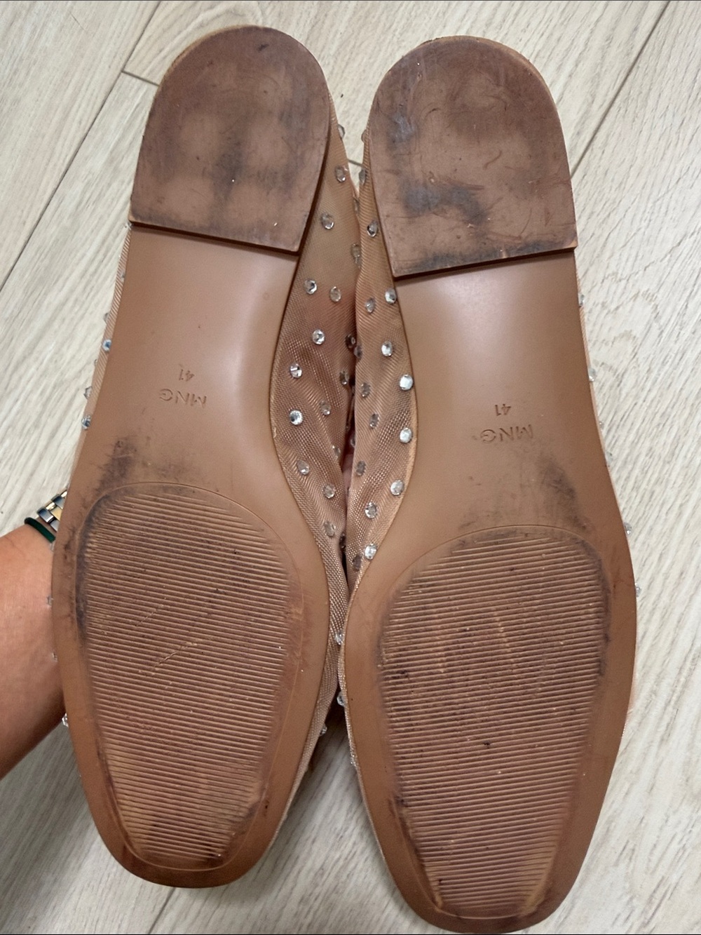 Mango Nude Mesh Studded Ballet Flats - Picture 3 of 5